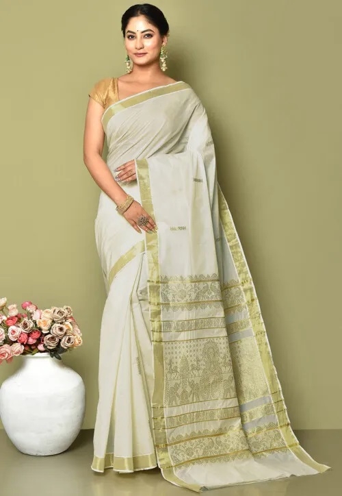 2inch Kerala Cotton Saree